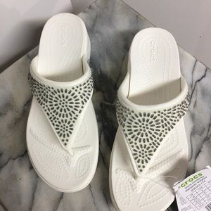 White Croc Sandals